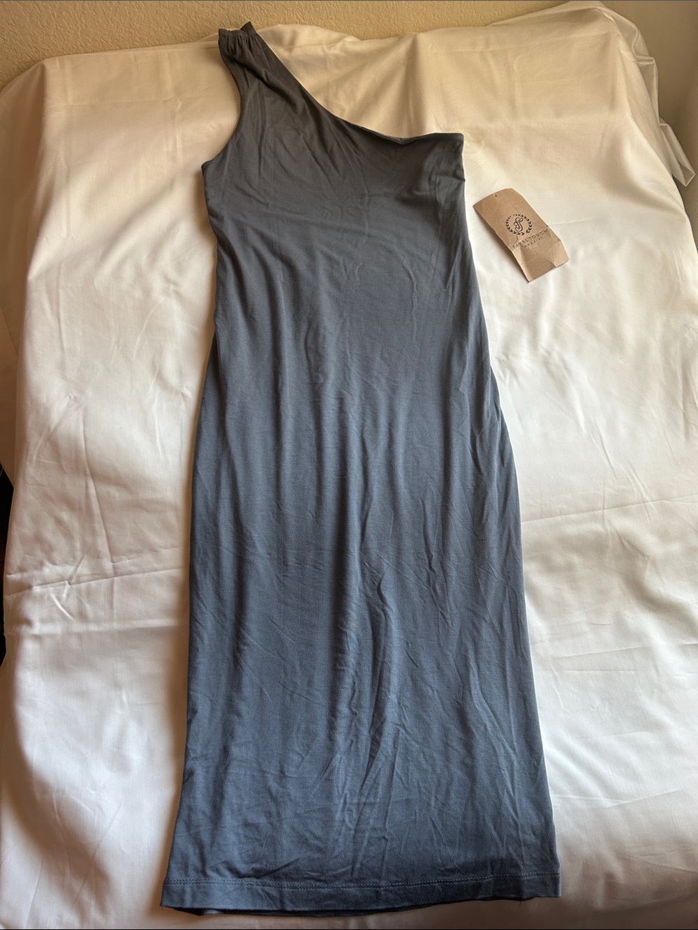 Final Touch One-Shoulder Gray Maxi Dress